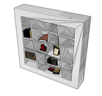 现代创意书柜SU模型下载_sketchup草图大师SKP模型