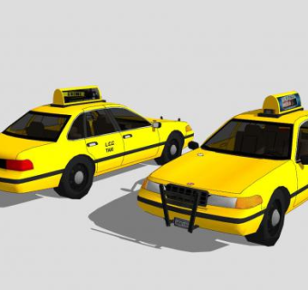 黄色出租车车辆SU模型下载_sketchup草图大师SKP模型