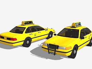 黄色出租车车辆SU模型下载_sketchup草图大师SKP模型