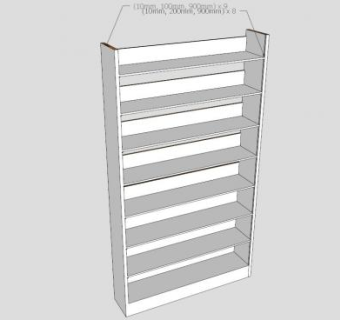 独立式白色隔板书架SU模型下载_sketchup草图大师SKP模型