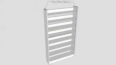 独立式白色隔板书架SU模型下载_sketchup草图大师SKP模型