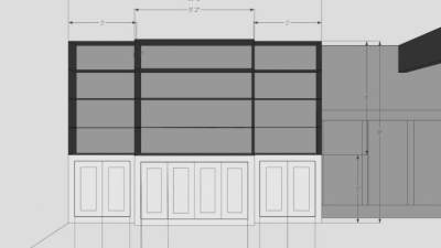 倚墙式书架书柜SU模型下载_sketchup草图大师SKP模型