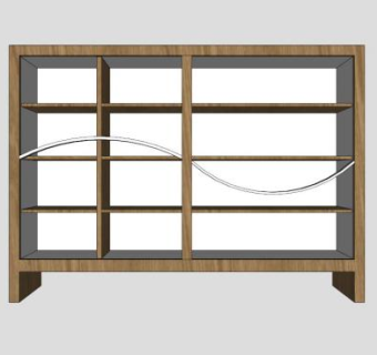 钢木结合式书柜SU模型下载_sketchup草图大师SKP模型