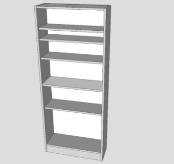 欧式白色板式书柜SU模型下载_sketchup草图大师SKP模型