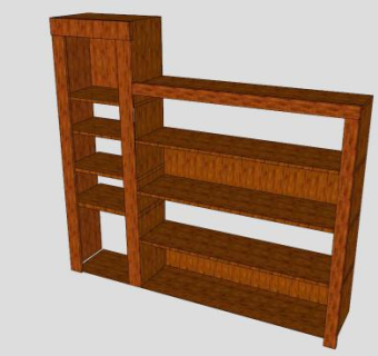 嵌入式实木书架SU模型下载_sketchup草图大师SKP模型
