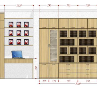 家具隔板式书架SU模型下载_sketchup草图大师SKP模型