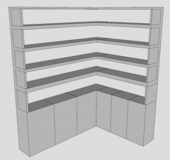 现代白色转角书架SU模型下载_sketchup草图大师SKP模型