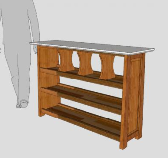 现代钢木式书柜SU模型下载_sketchup草图大师SKP模型