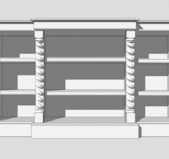 欧式白色书柜书架SU模型下载_sketchup草图大师SKP模型