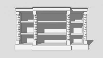 欧式白色书柜书架SU模型下载_sketchup草图大师SKP模型