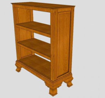 实木开放式隔板书柜SU模型下载_sketchup草图大师SKP模型