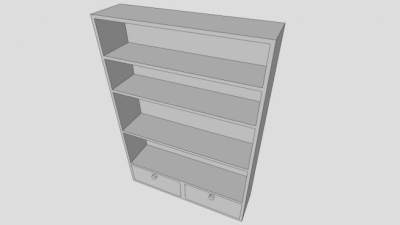 板式白色书架SU模型下载_sketchup草图大师SKP模型