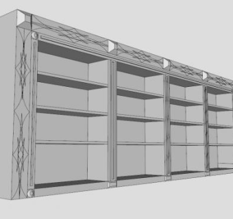 简欧白色书柜书架SU模型下载_sketchup草图大师SKP模型