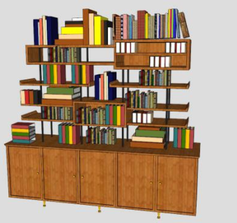 隔板开放式书架SU模型下载_sketchup草图大师SKP模型