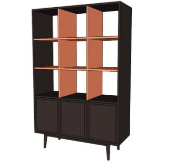 独立隔板式书架SU模型下载_sketchup草图大师SKP模型