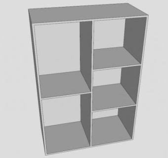 现代白色板式书架SU模型下载_sketchup草图大师SKP模型