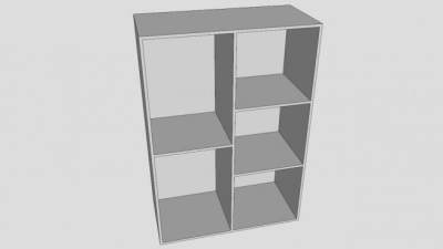 现代白色板式书架SU模型下载_sketchup草图大师SKP模型