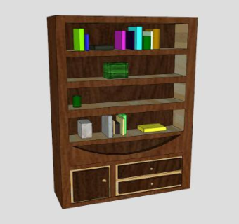现代装饰隔板式书柜SU模型下载_sketchup草图大师SKP模型
