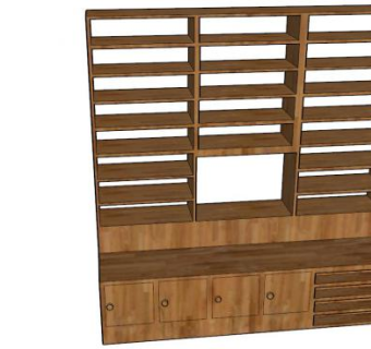 实木家具隔板式书架书柜SU模型下载_sketchup草图大师SKP模型