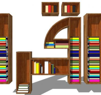 家居独立式书架SU模型下载_sketchup草图大师SKP模型