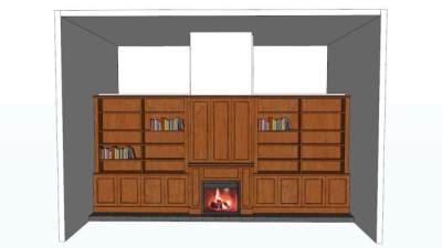家具壁炉书柜SU模型下载_sketchup草图大师SKP模型