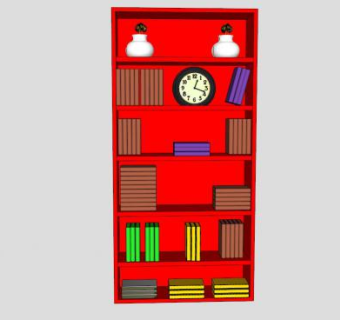 宜家红色书柜SU模型下载_sketchup草图大师SKP模型