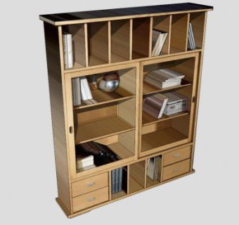 现代书柜SU模型下载_sketchup草图大师SKP模型