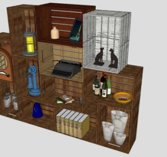 板条箱书柜SU模型下载_sketchup草图大师SKP模型