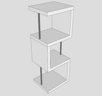 现代创意白色书柜SU模型下载_sketchup草图大师SKP模型