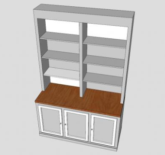 现代白色隔板独立书柜SU模型下载_sketchup草图大师SKP模型