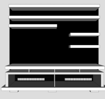 现代黑色隔板式书架SU模型下载_sketchup草图大师SKP模型