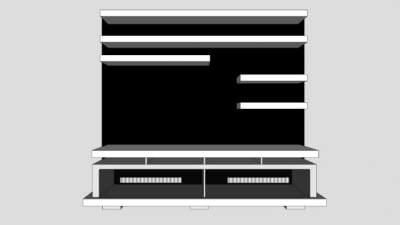 现代黑色隔板式书架SU模型下载_sketchup草图大师SKP模型