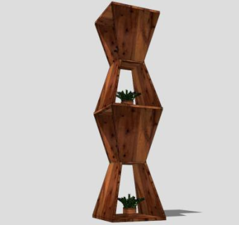 现代扭转书架SU模型下载_sketchup草图大师SKP模型