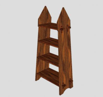 实木阶梯书架SU模型下载_sketchup草图大师SKP模型