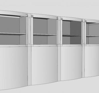独立式双开门书架SU模型下载_sketchup草图大师SKP模型