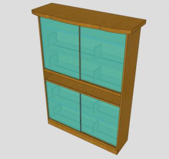 独立式玻璃书柜SU模型下载_sketchup草图大师SKP模型