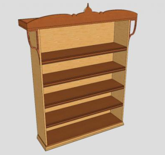 定制实木板式书柜SU模型下载_sketchup草图大师SKP模型