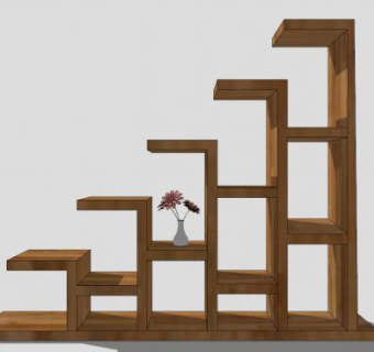 倚墙式实木书架SU模型下载_sketchup草图大师SKP模型