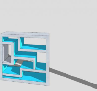 现代白色小书柜SU模型下载_sketchup草图大师SKP模型