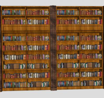 实木高书架SU模型下载_sketchup草图大师SKP模型