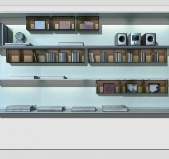 现代玻璃书柜书架SU模型下载_sketchup草图大师SKP模型