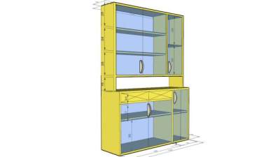 巴西黄色书柜SU模型下载_sketchup草图大师SKP模型