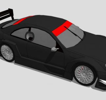 黑色奔驰CLK跑车SU模型下载_sketchup草图大师SKP模型