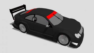 黑色奔驰CLK跑车SU模型下载_sketchup草图大师SKP模型