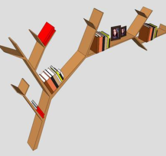 树枝型书柜SU模型下载_sketchup草图大师SKP模型