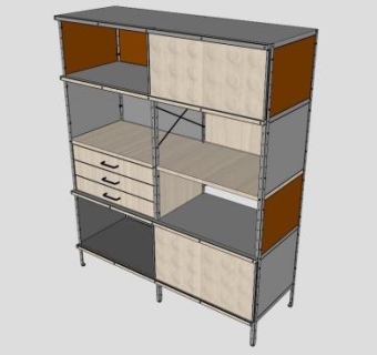 简易隔板式书架SU模型下载_sketchup草图大师SKP模型