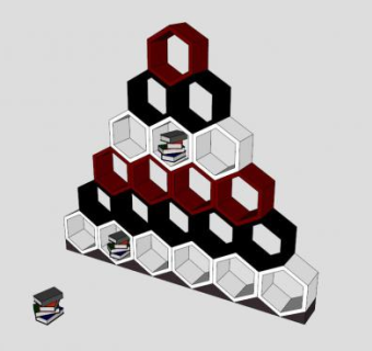 现代嵌入式书架书柜SU模型下载_sketchup草图大师SKP模型