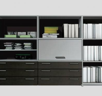 家具钢木结合式书柜SU模型下载_sketchup草图大师SKP模型