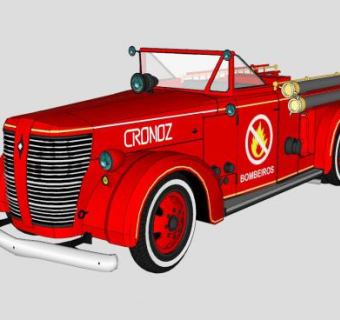 美式消防车SU模型下载_sketchup草图大师SKP模型