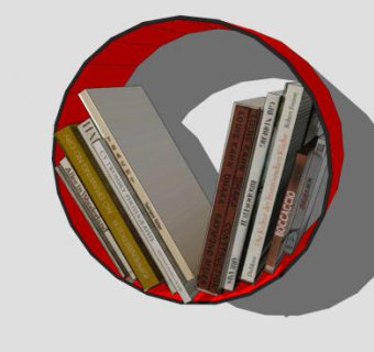 现代圆形书架书柜SU模型下载_sketchup草图大师SKP模型